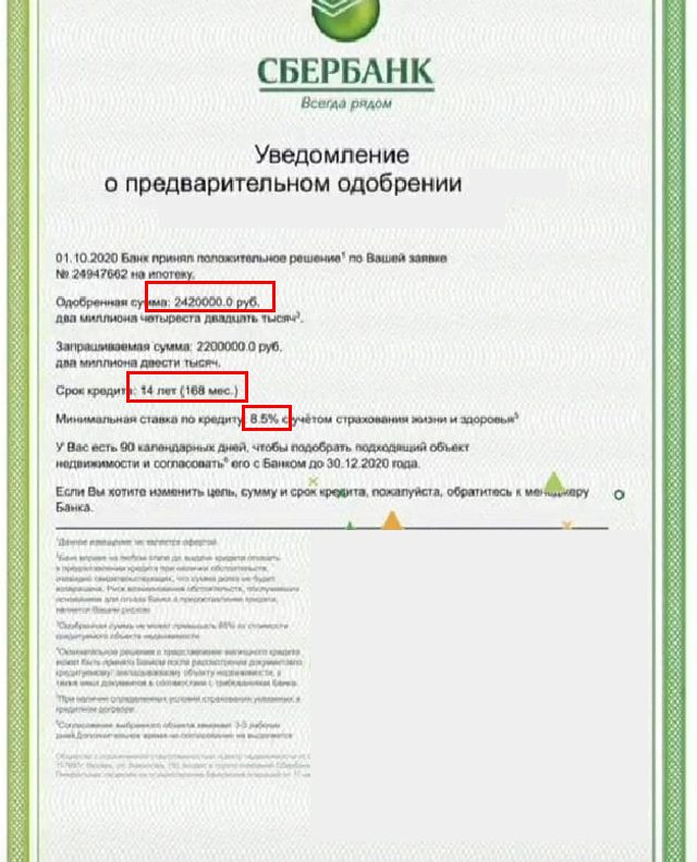Скан одобрения · Сбербанк, 2 420 000 ₽
